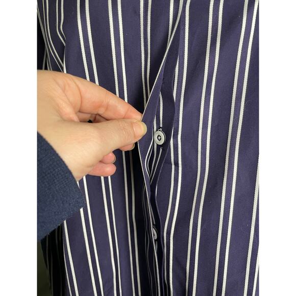 Per Se by Carlisle Women's Navy White Stripe Long Sleeve Collared Top. Size 8. - Picture 4 of 8
